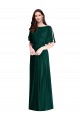 Outlet Bell Sleeves Soft Chiffon V-Back A-Line Ever Green Maxi Evening Dress Canada