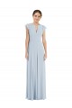 Outlet Flutter Sleeves Soft Chiffon V-Back A-Line Sea Glass Maxi Evening Dress Canada