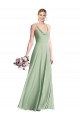 Outlet Sleeveless Chiffon V-Back A-Line Sage Maxi Evening Dress Canada