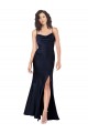 Outlet Sleeveless Silky Satin A-Line Dark Navy Sexy Evening Dress Canada