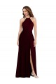 Outlet Sleeveless Soft Chiffon Low Back A-Line Burgundy Gold Maxi Evening Dress Canada