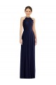 Outlet Sleeveless Soft Chiffon Open Back A-Line Dark Navy Maxi Evening Dress Canada