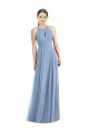 Outlet Sleeveless Soft Chiffon A-Line Dusty Blue Maxi Evening Dresses Canada