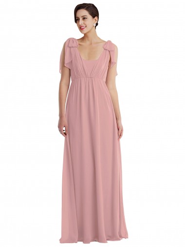 Outlet Sleeveless Soft Chiffon A-Line Dusty Pink Maxi Evening Dress Canada
