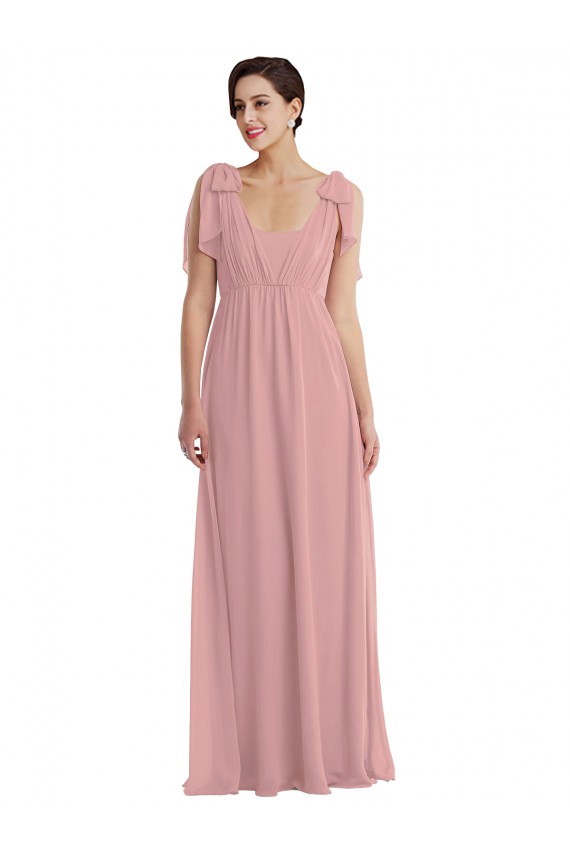 Outlet Sleeveless Soft Chiffon A-Line Dusty Pink Maxi Evening Dress Canada
