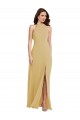 Outlet Sleeveless Soft Chiffon Criss Cross Open Back A-Line Gold Maxi Evening Dress Canada