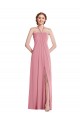 Outlet Sleeveless Soft Chiffon Open Back A-Line Skin Pink Maxi Evening Dress Canada