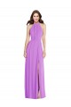 Outlet Sleeveless Soft Chiffon Backless A-Line Violet Maxi Evening Dress Canada
