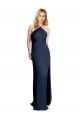 Outlet Sleeveless Stretch Satin Criss Cross Open Back A-Line Dark Navy Evening Dress Canada