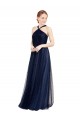 Outlet Sleeveless Tulle A-Line Navy Blue Semi Formal Evening Dress Canada