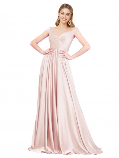 Outlet Sleeveless Satin A-Line Pink Evening Dresses Canada