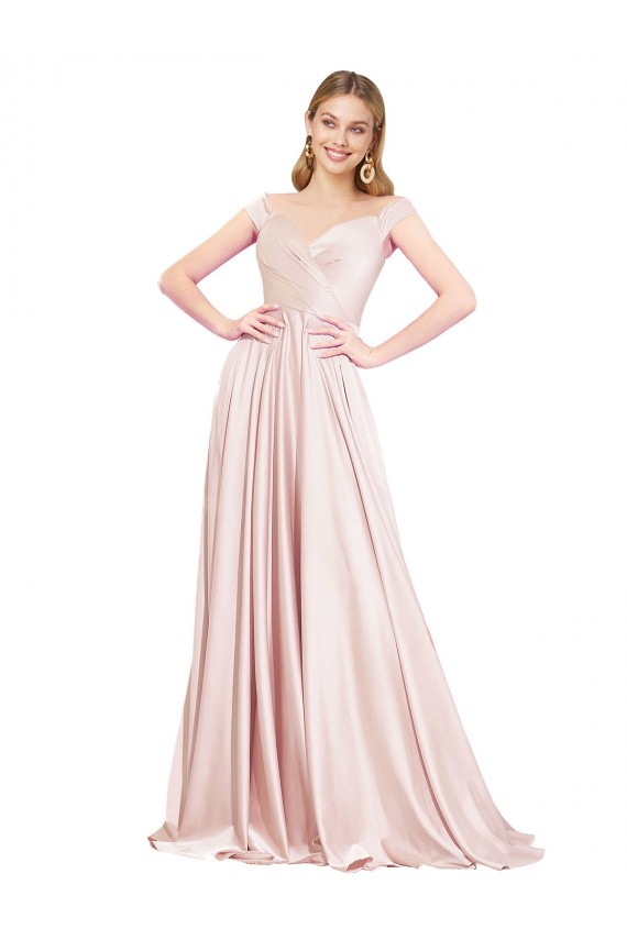 Outlet Sleeveless Satin A-Line Pink Evening Dresses Canada