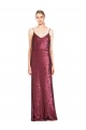 Outlet Sleeveless Sequin A-Line Burgundy Evening Dress Canada