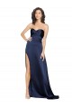 Outlet Sleeveless Silky Satin Low Back A-Line Sapphire Sexy Evening Dress Canada