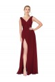 Outlet Sleeveless Soft Chiffon V-Back A-Line Burgundy Evening Dress Canada