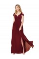 Outlet Sleeveless Soft Chiffon A-Line Burgundy High Neck Bridal Party Dresses Canada