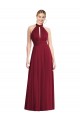 Outlet Sleeveless Soft Chiffon Open Back A-Line Burgundy Maxi Evening Dress Canada