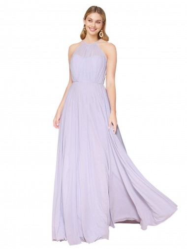 Outlet Sleeveless Soft Chiffon A-Line Lilac Evening Dress Canada