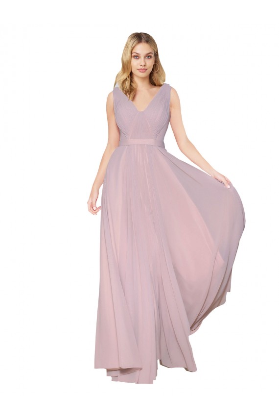 Outlet Sleeveless Soft Chiffon V-Back A-Line Primrose Evening Dress Canada