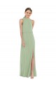 Outlet Sleeveless Soft Chiffon A-Line Smoke Green Maxi Evening Dress Canada