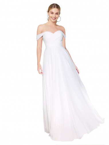 Outlet Sleeveless Soft Chiffon A-Line White Evening Dress Canada