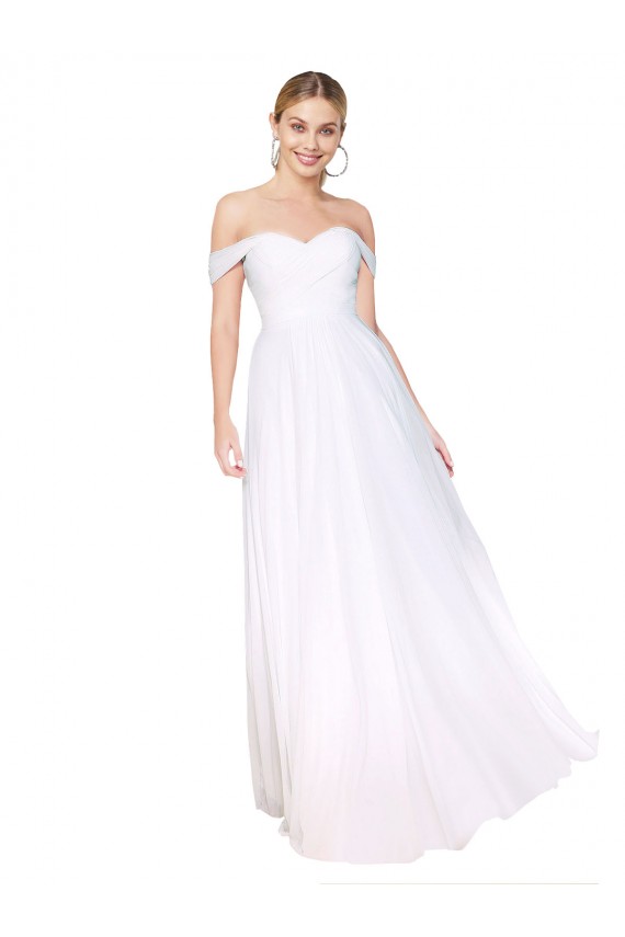 Outlet Sleeveless Soft Chiffon A-Line White Evening Dress Canada