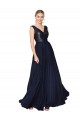 Outlet Sleeveless Soft Chiffon & Sequin V-Back A-Line Dark Navy Semi Formal Evening Dress Canada