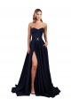 Outlet Sleeveless Stretch Crepe Low Back A-Line Dark Navy Evening Gown Canada
