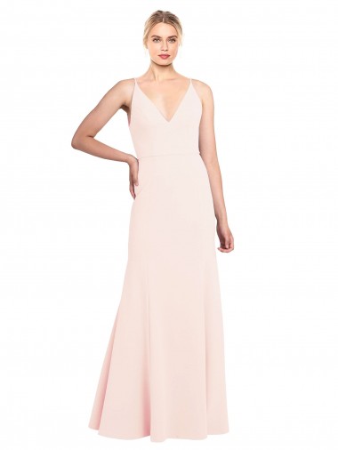 Outlet Sleeveless Stretch Crepe V-Back A-Line Pink Evening Dress Canada