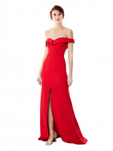 Outlet Sleeveless Stretch Crepe A-Line Red Evening Maxi Dress Canada