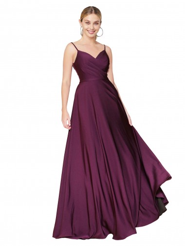 Outlet Sleeveless Stretch Crepe V-Back A-Line Wild Berry Evening Dress Canada