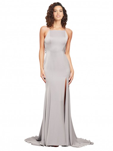 Outlet Sleeveless Stretch Satin Low Back A-Line Evening Dresses Canada