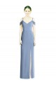 Outlet Cold Shoulder Soft Chiffon Open Back A-Line Dusty Blue Evening Dress Canada