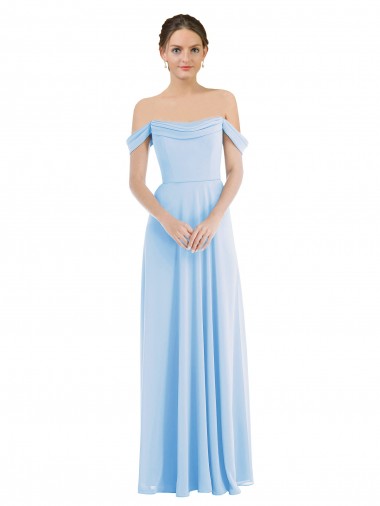 Outlet Sleeveless Soft Chiffon A-Line Light Sky Blue Maxi Evening Gown Canada