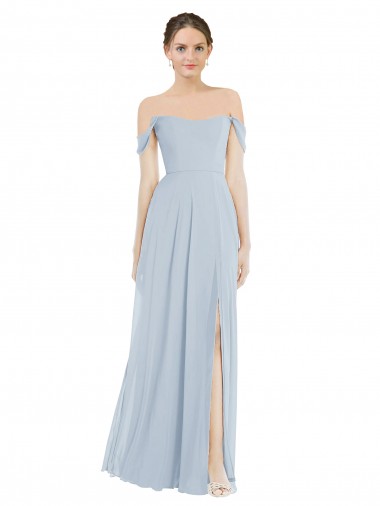 Outlet Flounce Sleeves Soft Chiffon A-Line Sea Glass Maxi Evening Dress Canada