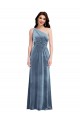 Outlet Sleeveless Stretch Velvet A-Line Dusty Blue Maxi Evening Gown Canada