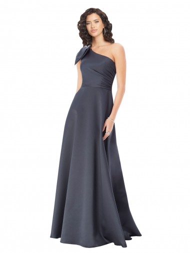 Outlet Sleeveless Satin A-Line Slate Grey Evening Dress Canada