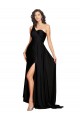 Outlet Sleeveless Silky Satin A-Line Black Sexy Evening Dress Canada