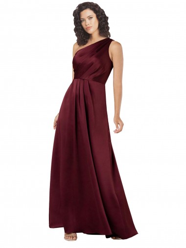 Outlet Sleeveless Silky Satin A-Line Burgundy Evening Dress Canada