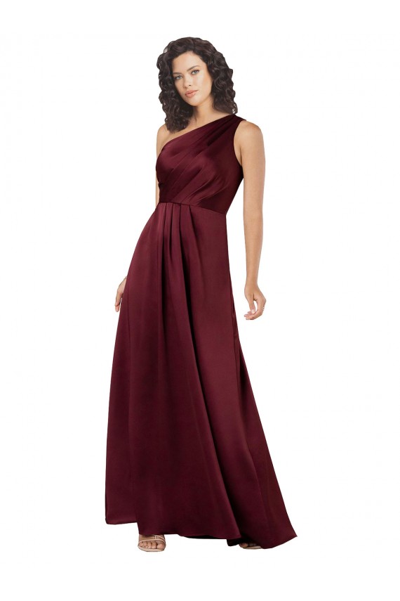 Outlet Sleeveless Silky Satin A-Line Burgundy Evening Dress Canada