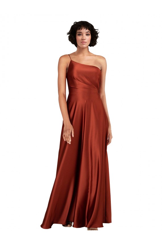 Outlet Sleeveless Silky Satin A-Line Burnt Orange Evening Dress Canada