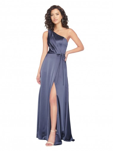 Outlet Sleeveless Silky Satin A-Line Dusk Evening Dress Canada