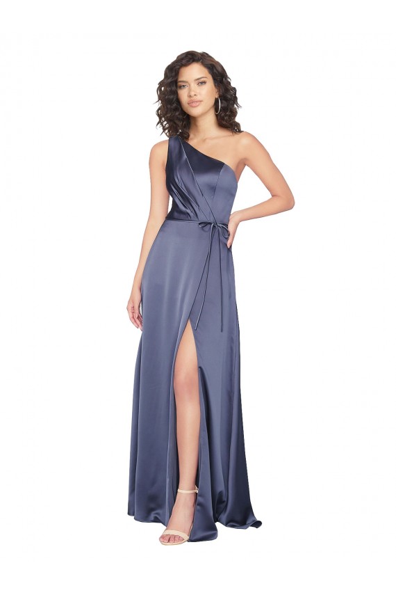 Outlet Sleeveless Silky Satin A-Line Dusk Evening Dress Canada