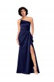 Outlet Sleeveless Silky Satin A-Line Sapphire Evening Dress Canada