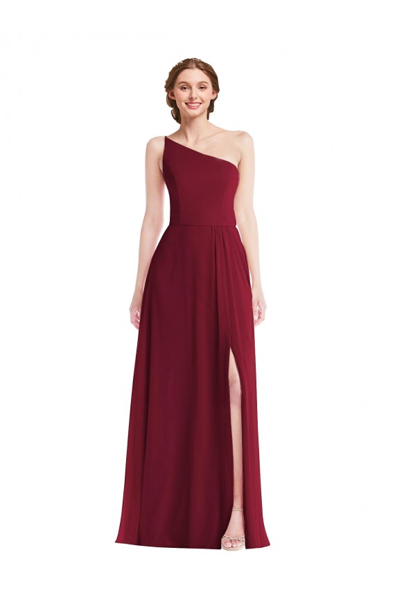 Outlet Sleeveless Soft Chiffon A-Line Burgundy Maxi Evening Dress Canada