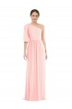 Outlet Bell Sleeves Soft Chiffon A-Line Pink Maxi Evening Dress Canada