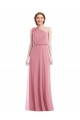 Outlet Sleeveless Soft Chiffon A-Line Skin Pink Maxi Evening Dress Canada