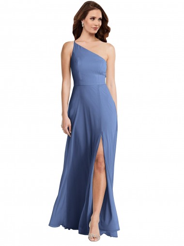 Outlet Sleeveless Soft Chiffon A-Line Windsor Blue Maxi Evening Dress Canada
