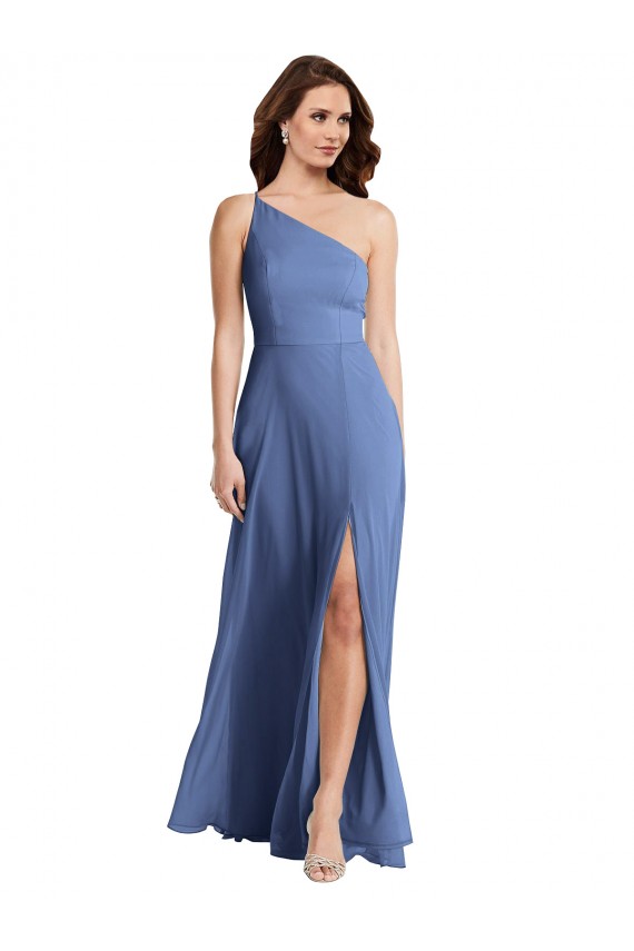 Outlet Sleeveless Soft Chiffon A-Line Windsor Blue Maxi Evening Dress Canada