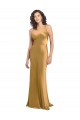 Outlet Sleeveless Stretch Satin A-Line Gold Evening Dress Canada